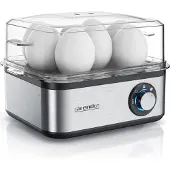 Arendo Edelstahl Eierkocher 8-fach, 500 W, Edelstahl, Warmhaltefunktion, Härtegrad einstellbar, silber