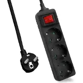 Helos Steckdosenleiste CLASSIC, 3-fach, schwarz, 1,5m, mit Schalter