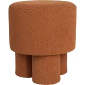 White Label Marcos Pouf/ Sitzhocker Bouclé Rot/ Braun