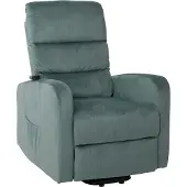 Mendler Fernsehsessel MCW-K62, Sessel Relaxsessel TV-Sessel, Liegefunktion Aufstehhilfe elektrisch, Metall Chenille blau-grün