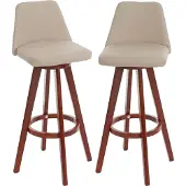 Mendler 2er-Set Barhocker MCW-C43, Barstuhl Tresenhocker, Holz Kunstleder drehbar MVG- creme