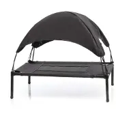 Wiltec Hundebett mit Dach Schwarz 91 x 76 x 16 cm Größe L bis 35 kg Outdoor Katzenliege Haustier Schlafplatz Sonnendach
