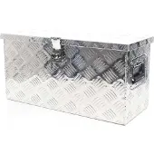 XPOtool Alu Kiste 60x25x30 cm mit Deckelüberstand verschließbar aus Aluminium Riffelblech, Truckbox, Werkzeugbox mit 2 Schlüsseln - Deichselbox Werkzeugkiste