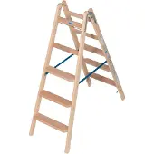 Krause Stehleiter , beidseitig, TRBS 2121-2, mit Eimerhaken, 2 x 5 Stufen/Sprossen, Holz
