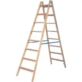 Krause Stehleiter , beidseitig, TRBS 2121-2, mit Eimerhaken, 2 x 8 Stufen/Sprossen, Holz