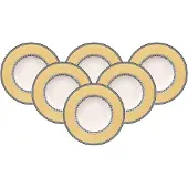 Villeroy & Boch Suppenteller "Suppenteller Audun Fleur ø 24,2 cm 6er Set weiß-grau-gelb"