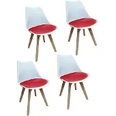 HTI Esszimmerstuhl Samt 4er Set Atlanta Weiss/Rot