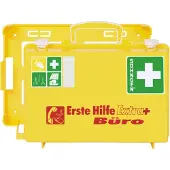 Soehngen Erste-Hilfe-Koffer Extra+ BÜRO SN-CD, DIN 13157, gelb, Reflektionsstreifen, inkl. Wandhalterung, befüllt, ABS-Kunststoff