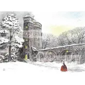 Pappnoptikum Adventskalender Burg Stolpen mit Coselturm – Nostalgische Illustration