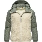 Ragwear Outdoorjacke "Leeloo" mit Kapuze Damen Übergangsjacke aus Teddyfleece mit gesteppten Ärmeln
