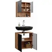 Vicco Badmöbel-Set Irma Anthrazit gepunktet 2 Teile, Unterschrank 60 cm, Model 47204