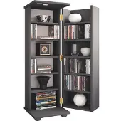VCM Media-Regal "Holz Schrank CD DVD Regal abschließbar Engalo L", schwarz (anthrazit), B:31cm T:31cm, Regale, Media-Regal