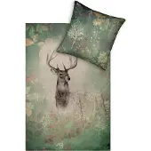 Estella Kuschelflanell Bettwäsche Wilbur moos 160x210 cm + 65x100 cm