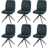 Mendler 6er-Set Esszimmerstuhl MCW-M68, Küchenstuhl Lehnstuhl, drehbar Auto-Position, Metall Stoff/Textil blau