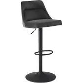 FineBuy Barhocker Samt Grau Hocker mit Lehne 86 106 cm Küchenhocker Höhenverstellbar Modern 100 kg Barstuhl Tresenhocker mit Metall-Trompetenfuß