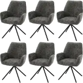 Mendler 6er-Set Esszimmerstuhl MCW-G67, Küchenstuhl Stuhl mit Armlehne, drehbar Auto-Position, Chenille MVG dunkelgrau