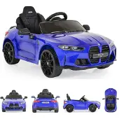 Moni Kinder Elektroauto BMW M4 Fernbedienung EVA-Reifen 2 Motoren Musikfunktion blau