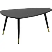 Wohnling Couchtisch 90x60x41 cm mit Marmor Optik Schwarz Dreibein Wohnzimmertisch mit Metall-Gestell Sofatisch Dreieckig Tisch Wohnzimmer