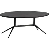 Wohnling Couchtisch 90x50x35 cm Mango Massivholz Metall Schwarz Sofatisch Oval Wohnzimmertisch mit natürlicher Holzmaserung Kaffeetisch Wohnzimmer