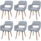 Mendler 6er-Set Esszimmerstuhl MCW-A50 II, Stuhl Küchenstuhl Polsterstuhl, Holz Stoff/Textil Cord (400g/m²) MVG hellgrau