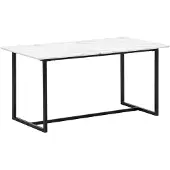 FineBuy Esszimmertisch 120x60x76 cm Küchentisch Weiß in Marmor-Optik Modern Esstisch Klein Speisetisch Rechteckig Tisch Esszimmer mit Metallbeinen
