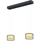 BANKAMP Grand 2297 flex LED-Pendelleuchte 2-flammig-Anthrazit matt-Kristallglas rauch-mit dim2warm (2200K - 2700K)