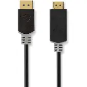 Nedis Displayport-Kabel - DisplayPort Stecker - HDMI Stecker - 4K@30Hz - Vergoldet - 1.00 m - Rund - PVC - Anthrazit - Box