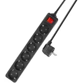 ACT Power strip with illuminated switch, 6 sockets, 3 m, black (AC2465)