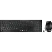 Cherry DW 9500 SLIM, Kabellos, RF Wireless + Bluetooth, Scherenschalter, QWERTY, Schwarz, Grau, Maus enthalten