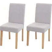 MCW 2er-Set Esszimmerstuhl Stuhl Küchenstuhl Littau Textil, creme-beige, helle Beine