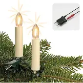 Hellum Lichterkette Weihnachtsbaum LED Filament, innen 20 teilig, Germany, Riffelkerzen, Schaft elfenbein 814019
