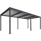 Mendler Alu Pergola MCW-L41, Lamellen-Pavillon Terrassenüberdachung, stabiles 8cm-Metall-Gestell 3x6m anthrazit