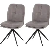 MCW 2er-Set Esszimmerstuhl MCW-M68, Küchenstuhl Lehnstuhl, drehbar Auto-Position, Metall Stoff/Textil grau