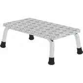 Munk Arbeitspodest, Aluminium, verschweißte Rohrkonstruktion, Warzenblechstufen, rutschfest, Bis 150 kg, Trittfläche B 550 x T 300 mm, 1-stufig