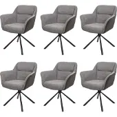 Mendler 6er-Set Esszimmerstuhl MCW-K33, Küchenstuhl Stuhl, drehbar Auto-Position, Stoff MVG Kunstleder, grau-dunkelgrau