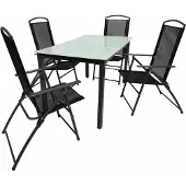 VCM 5-tlg Gartenmöbel Set | Sitzgruppe Essgruppe | 1x Tisch, 4x Stühle | Tisch Maße ca. H. 76 x B. 140 x T. 80 cm | Hochlehner Set 140M