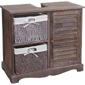 Mendler Waschbeckenunterschrank MCW-H20, Badezimmer Waschtisch, Massiv-Holz Korb-Schublade 60x65x31cm shabby braun