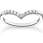 Thomas Sabo Ring V Form mit Weissen Steinen Silber