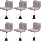 Mendler 6er-Set Esszimmerstuhl Drehstuhl Stuhl Cadiz Kunstleder Chrom taupe-grau