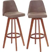 Mendler 2er-Set Barhocker MCW-C43, Barstuhl Tresenhocker, Holz Textil drehbar Vintage braun, helle Beine