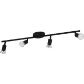Eglo LED Deckenlampe Buzz-LED, Spotbalken 4-flammig, Deckenstrahler aus Metall in Schwarz. Spot Deckenleuchte inkl. GU10 Leuchtmittel, warmweiß
