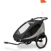 Hauck Fahrradkinderanhänger "2in1 Bike Trailer und Buggy Dryk Duo Plus, black" für 2 Kinder; inklusive Deichsel