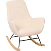 Mendler Schaukelstuhl MCW-N13, Schwingstuhl Relaxsessel Fernsehsessel, Massiv-Holz Metall Stoff/Textil 320g/m² creme