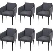 Mendler 6er-Set Esszimmerstuhl MCW-H93, Küchenstuhl Lehnstuhl Stuhl Stoff/Textil dunkelgrau