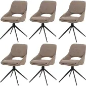Mendler 6er-Set Esszimmerstuhl MCW-N73, Küchenstuhl, drehbar Auto-Return, Stoff/Textil Boucle (540g/m²) beige
