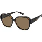 Polaroid PLD 9021/S Fitover Unisex-Sonnenbrille Vollrand Quadratisch Kunststoff-Gestell, braun
