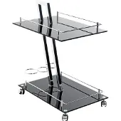Haku Servierwagen chrom, schwarz - Metall, Sicherheitsglas 8 mm, B/H/T: 40x72x60 cm