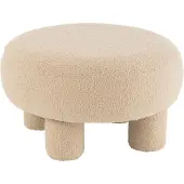 J-Line Hocker Rund Teddy Füße Bouclé Warm Beige