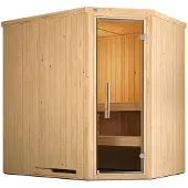 Weka Sauna "Element-Ecksauna VARBERG 1" vorgefertigte Elemente, moderne Ganzglastür
