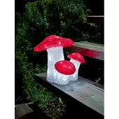 Konstsmide - LED Acryl Fliegenpilz, 3er-Set, 48 kalt weiße Dioden, 24V Außentrafo, weißes Kabel ; 6155-203
